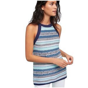 Anthropologie Moth Inside out Knit Halter Sleeveless Sweater cotton blend size L